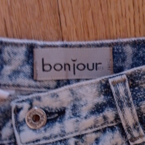 Bonjour International Acid Wash Denims Jeans High Waisted 80s Vintage Cute Bows - Picture 4 of 16